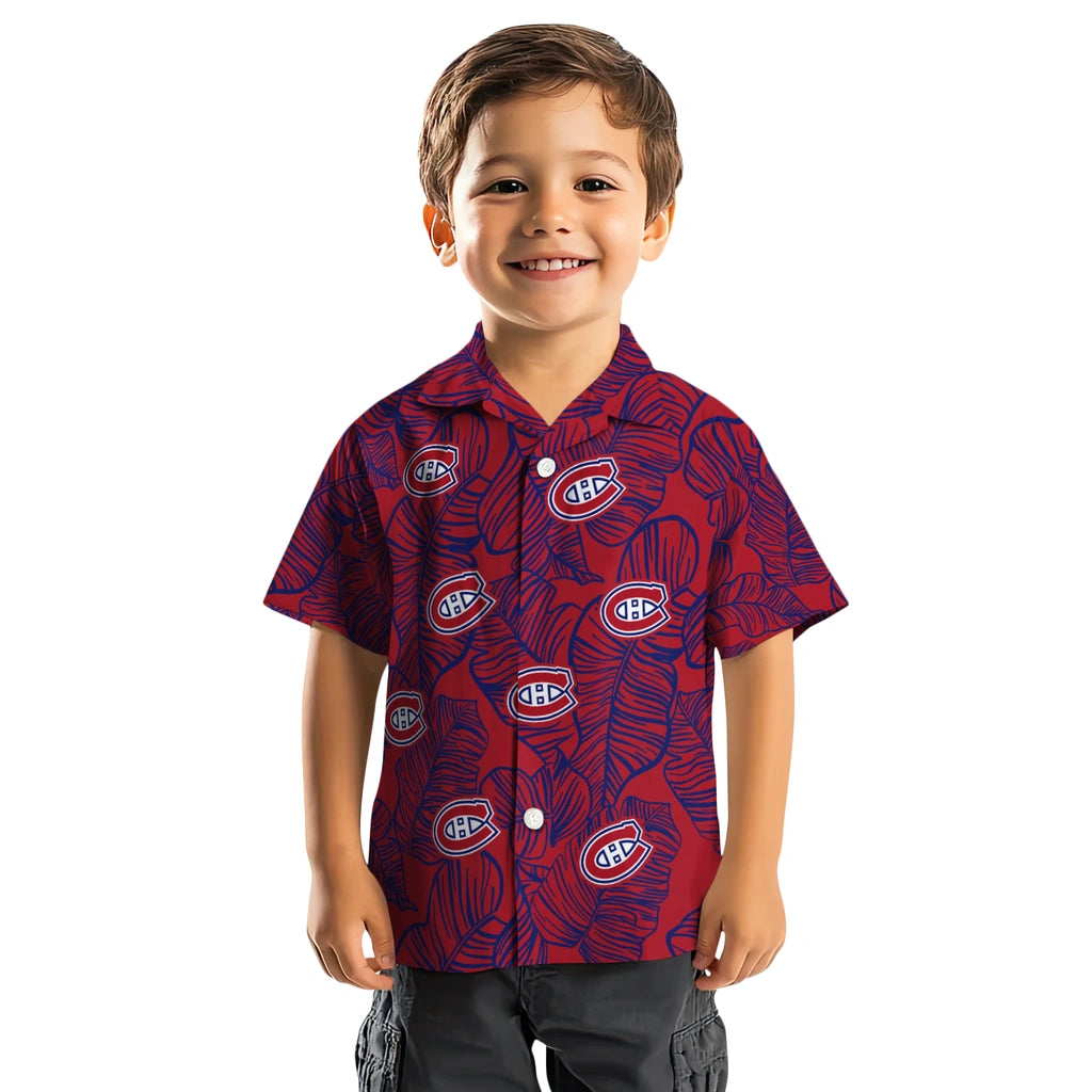 Montreal Canadiens Hawaiian Shirt - Leaf Outline | Hula Hawaiian Shirts
