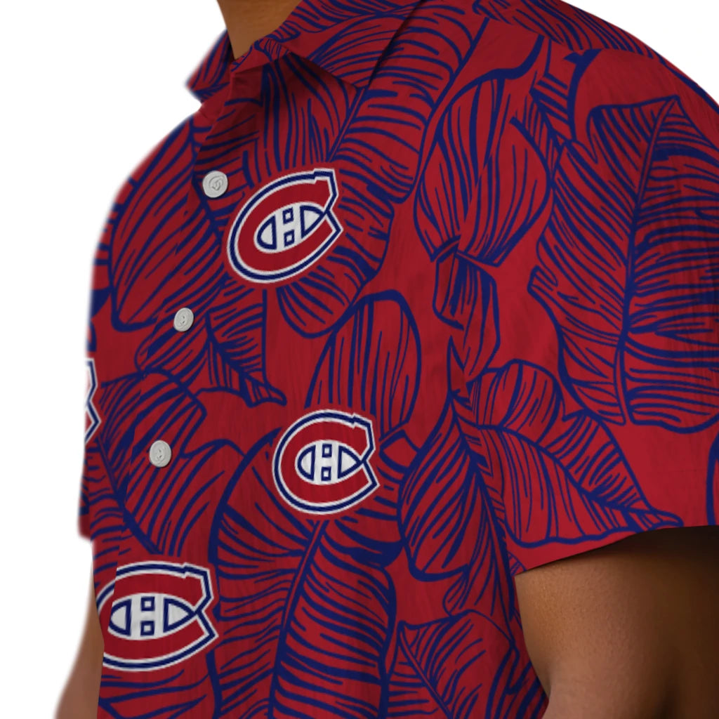 Montreal Canadiens Hawaiian Shirt - Leaf Outline | Hula Hawaiian Shirts