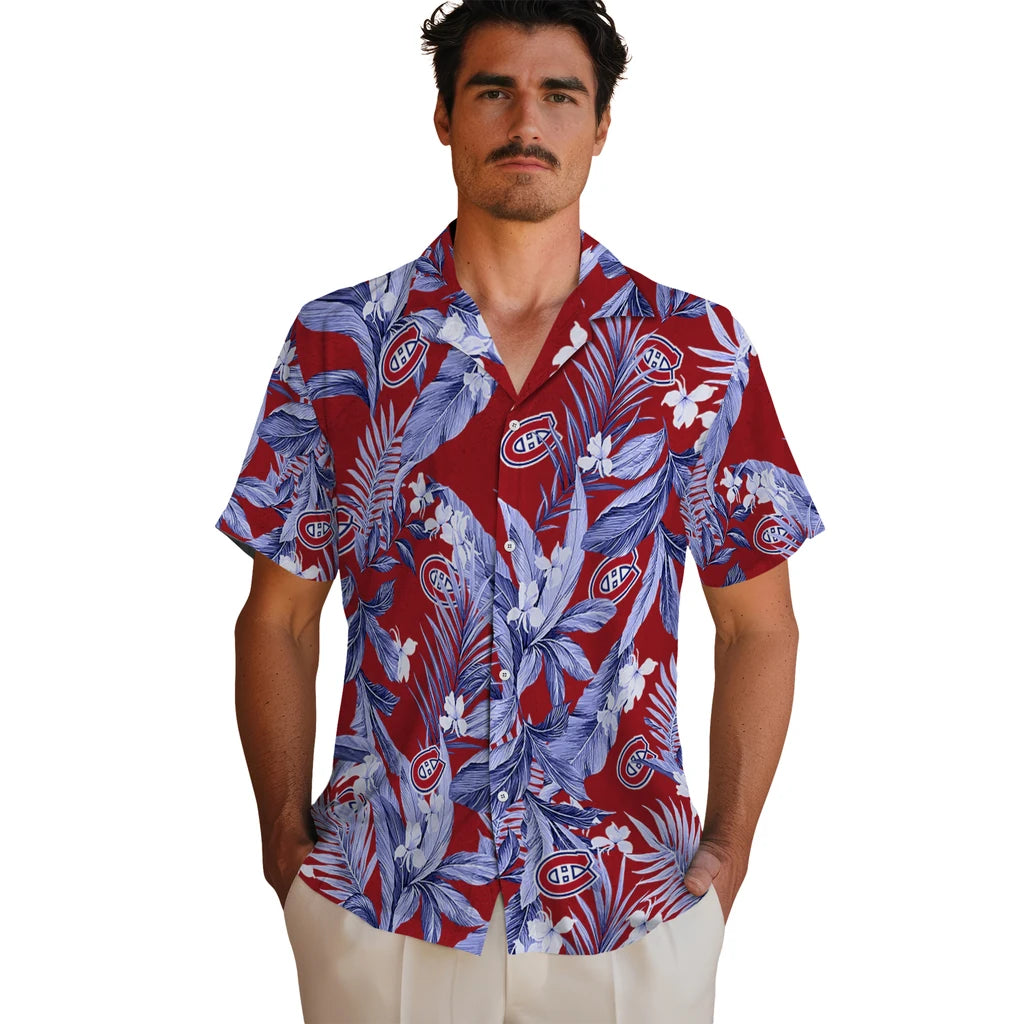 Montreal Canadiens Hawaiian Shirt - Palm Leaves | Hula Hawaiian Shirts
