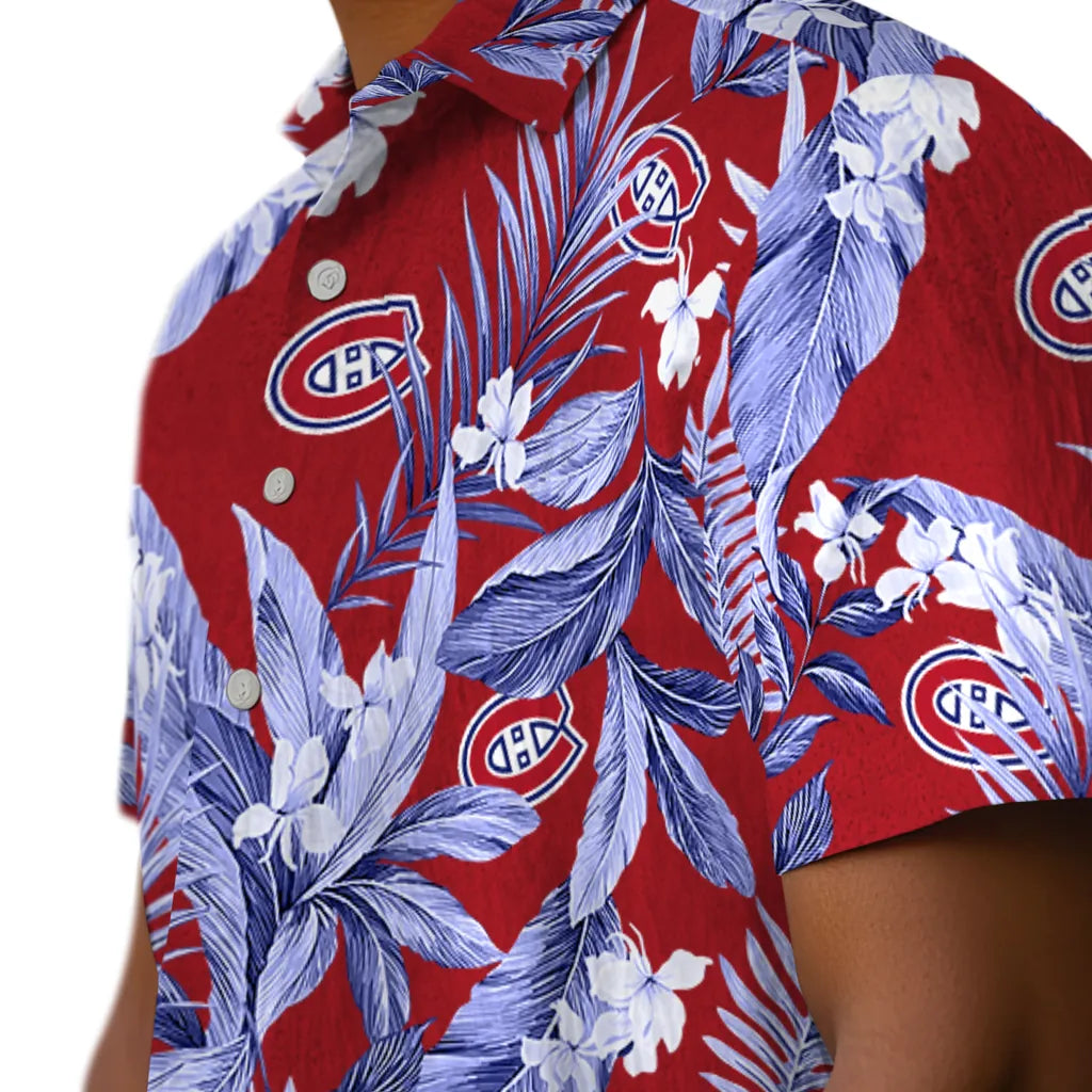 Montreal Canadiens Hawaiian Shirt - Palm Leaves | Hula Hawaiian Shirts