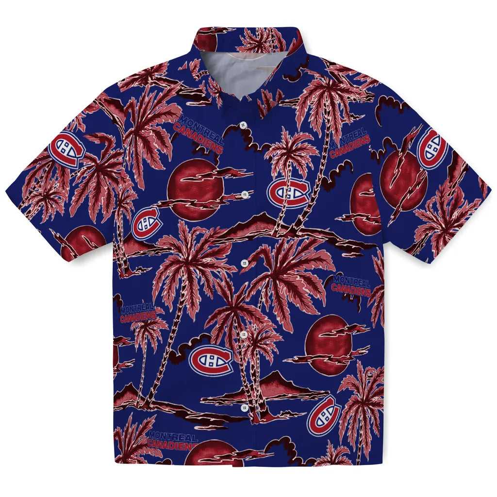 Montreal Canadiens Hawaiian Shirt - Palm Sunset | Hula Hawaiian Shirts