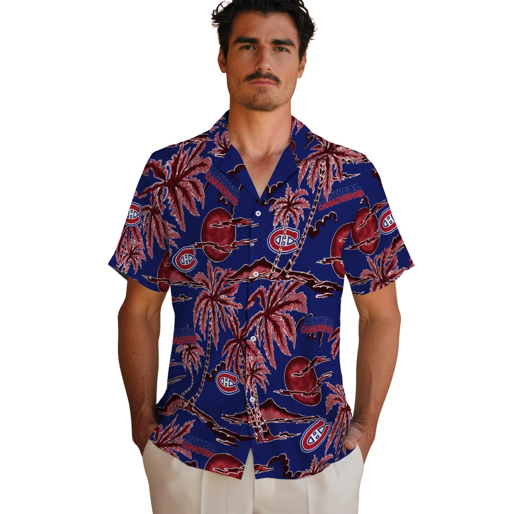 Montreal Canadiens Hawaiian Shirt - Palm Sunset | Hula Hawaiian Shirts