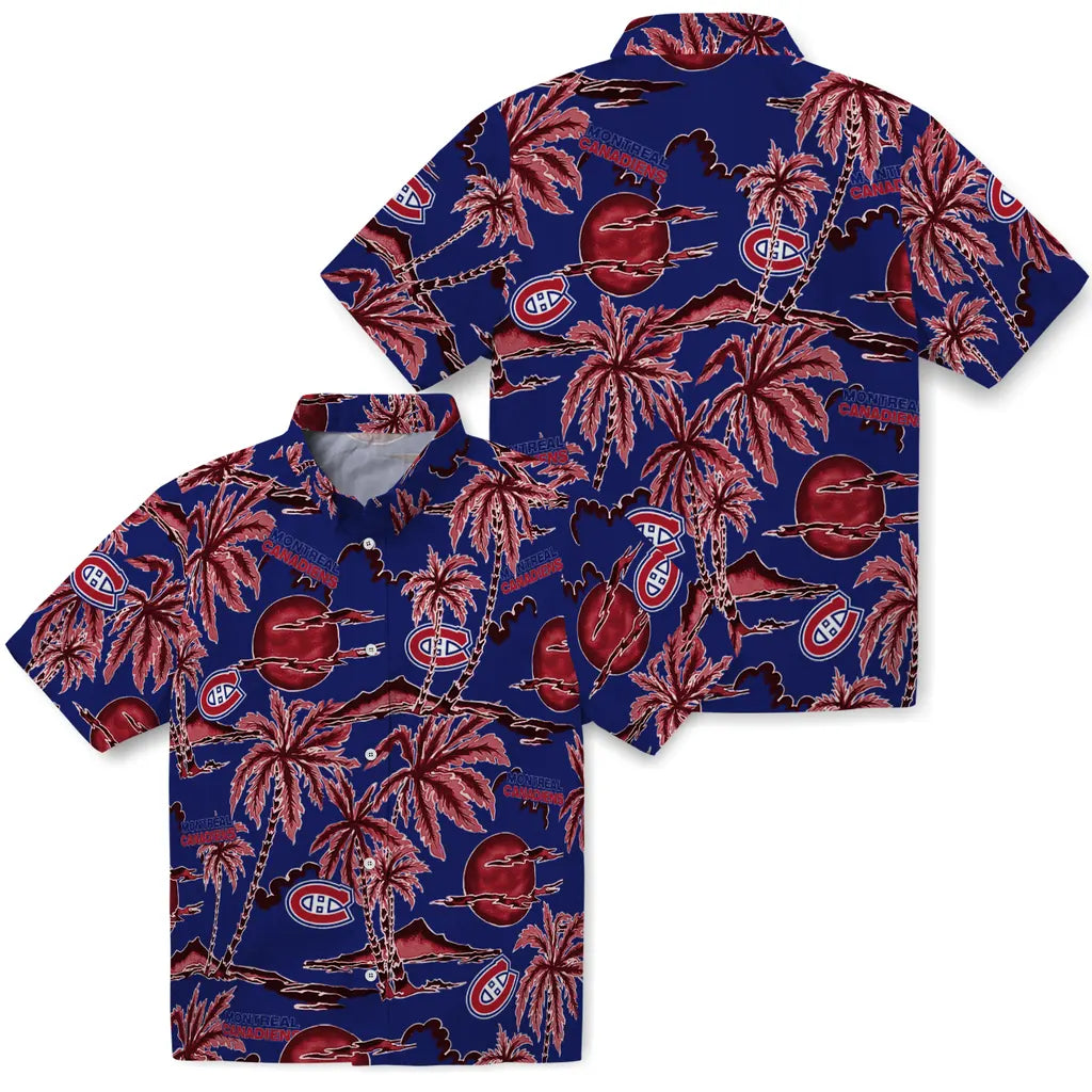 Montreal Canadiens Hawaiian Shirt - Palm Sunset | Hula Hawaiian Shirts