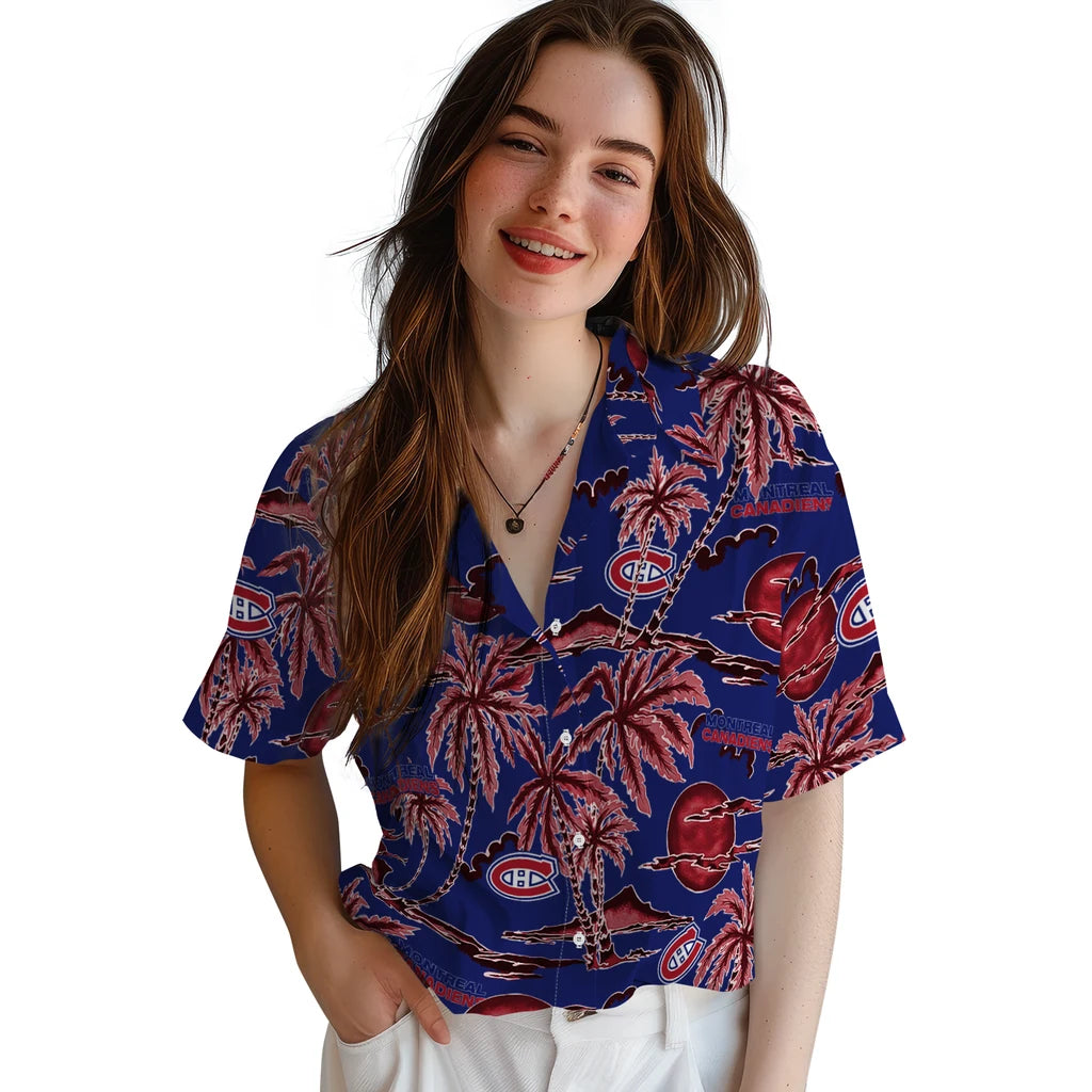 Montreal Canadiens Hawaiian Shirt - Palm Sunset | Hula Hawaiian Shirts