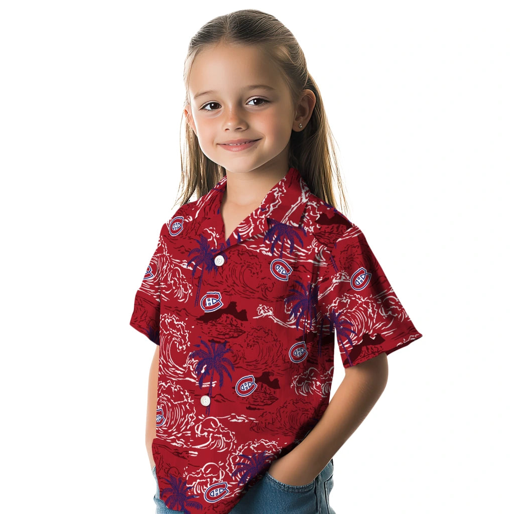 Montreal Canadiens Hawaiian Shirt - Wave Palm | Hula Hawaiian Shirts