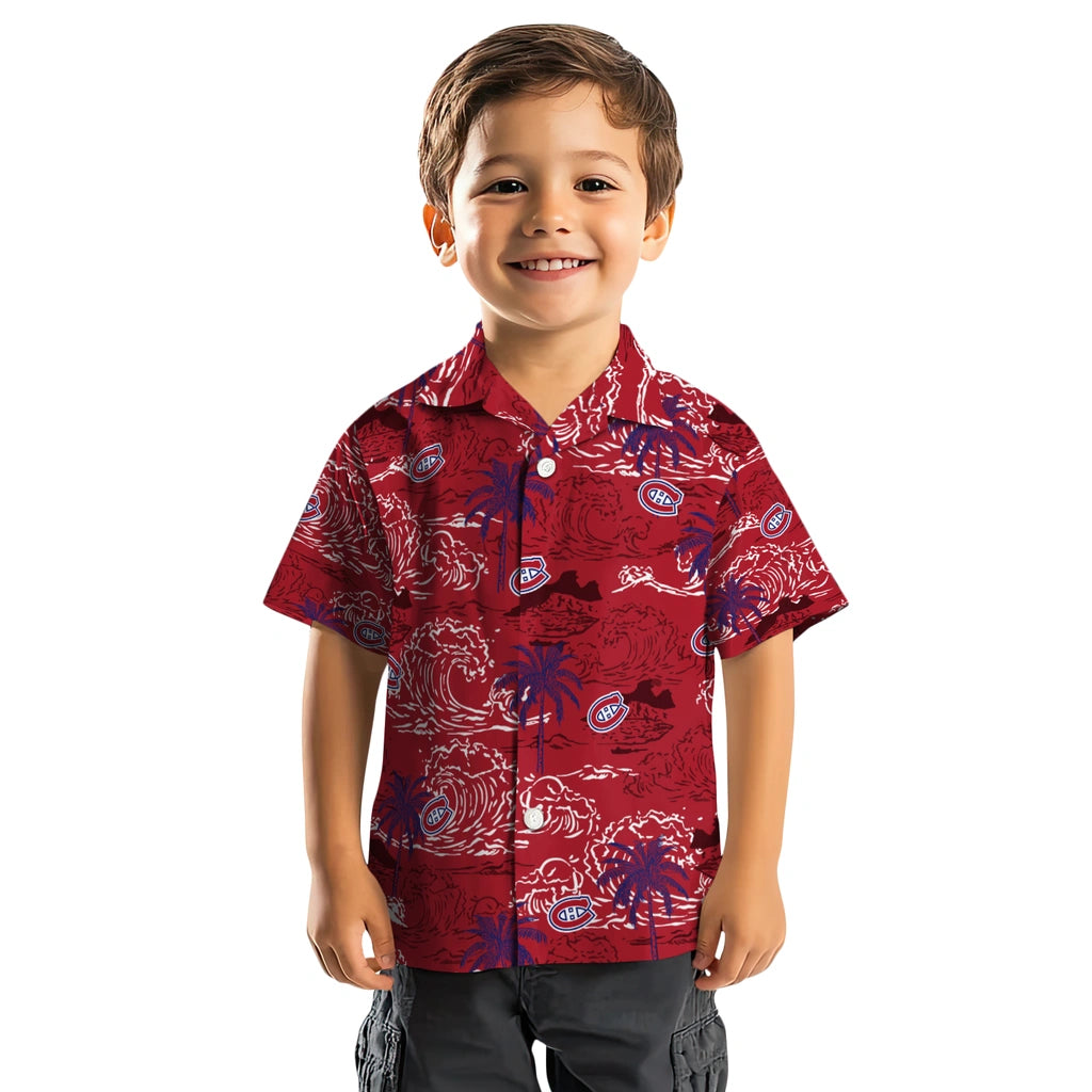 Montreal Canadiens Hawaiian Shirt - Wave Palm | Hula Hawaiian Shirts