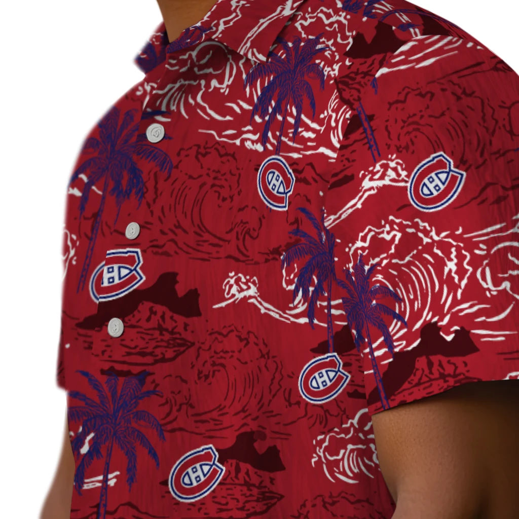 Montreal Canadiens Hawaiian Shirt - Wave Palm | Hula Hawaiian Shirts