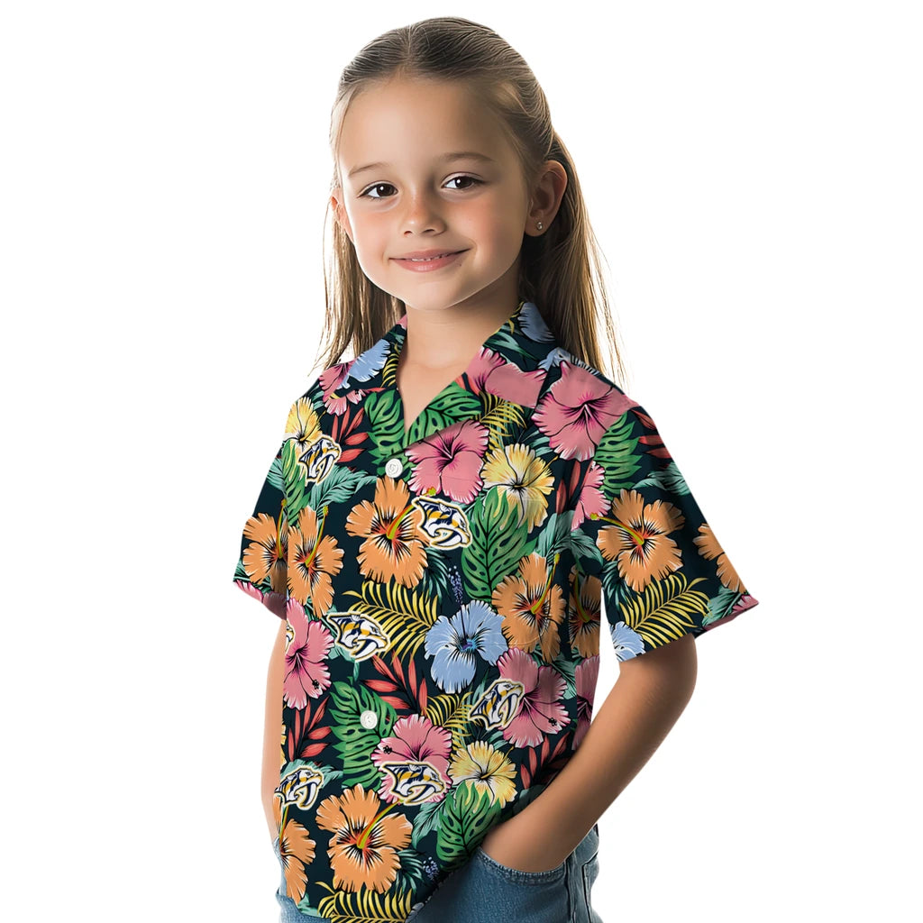 Nashville Predators Hawaiian Shirt - Brilliant Hibiscus Garden | Hula Hawaiian Shirts