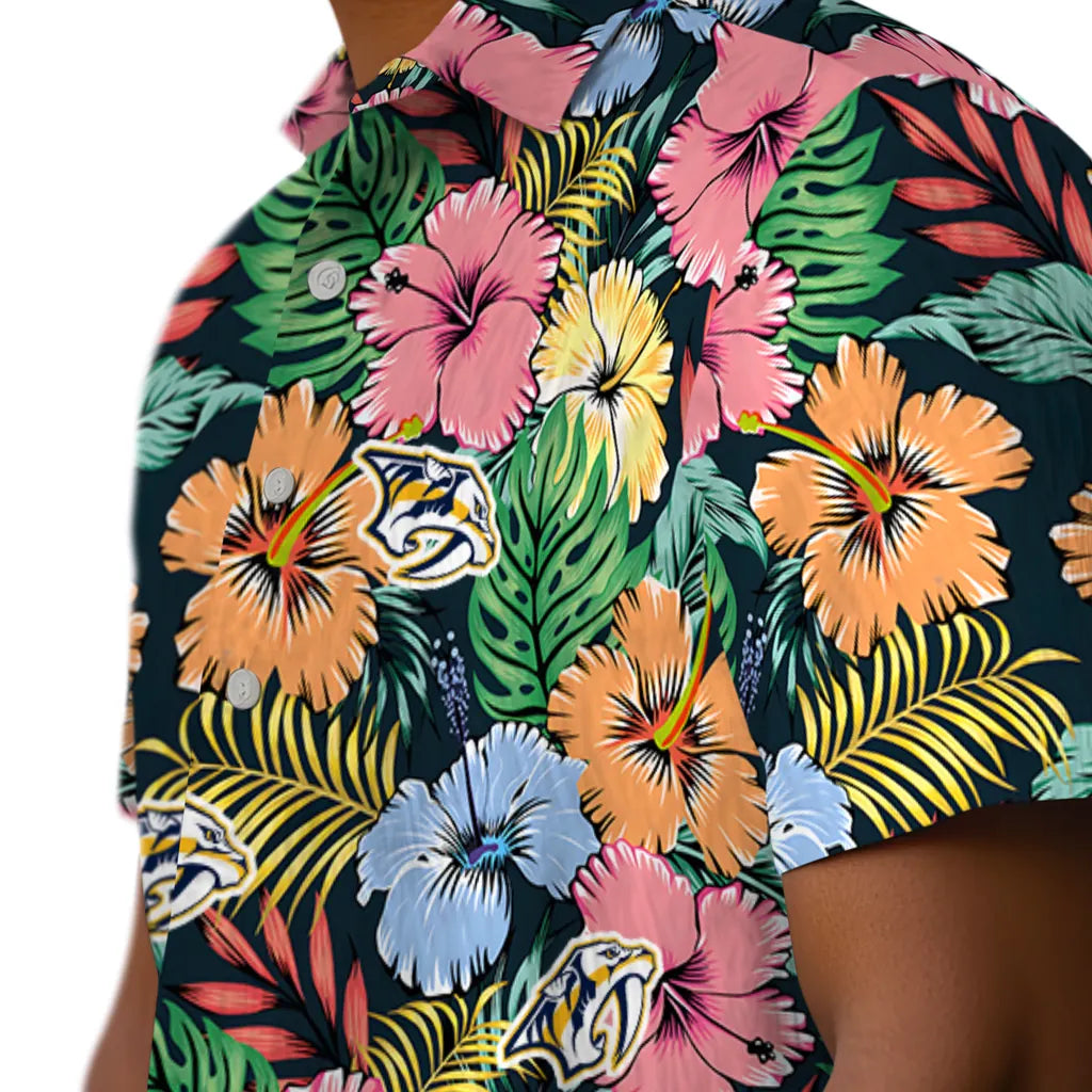 Nashville Predators Hawaiian Shirt - Brilliant Hibiscus Garden | Hula Hawaiian Shirts