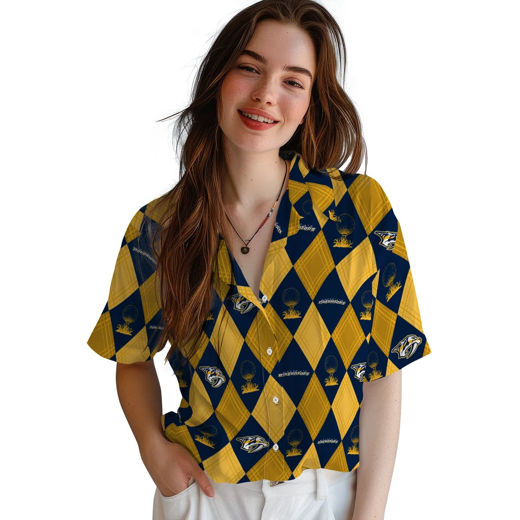 Nashville Predators Hawaiian Shirt - Golfing Plaid | Hula Hawaiian Shirts