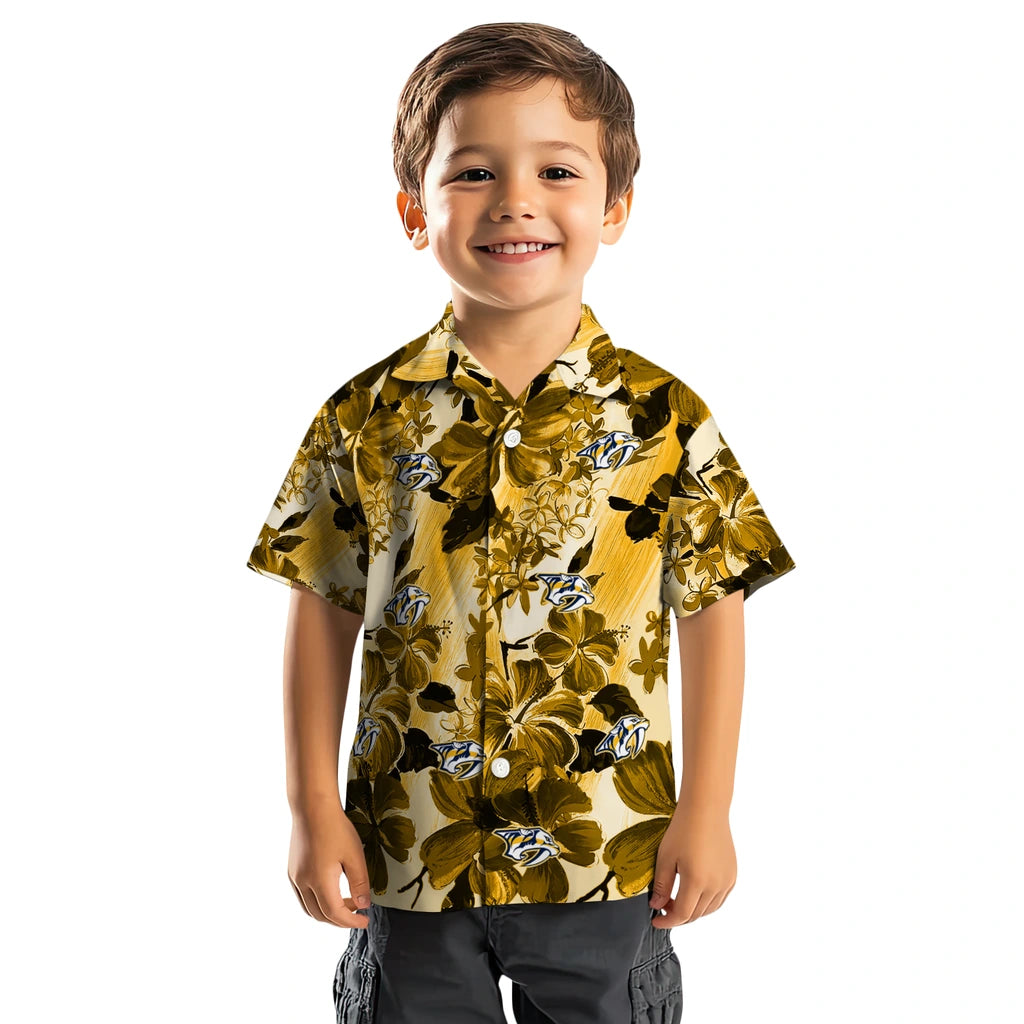 Nashville Predators Hawaiian Shirt - Hibiscus Arrangement | Hula Hawaiian Shirts