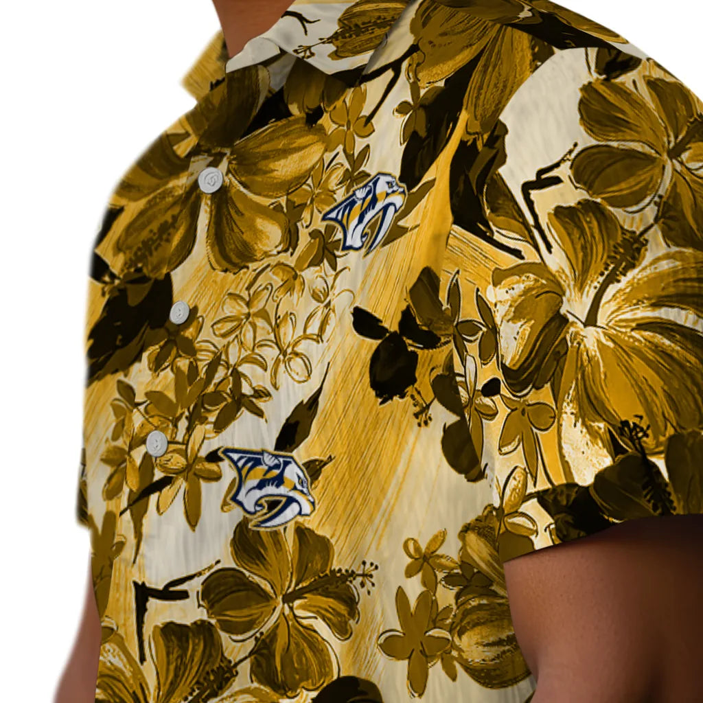 Nashville Predators Hawaiian Shirt - Hibiscus Arrangement | Hula Hawaiian Shirts