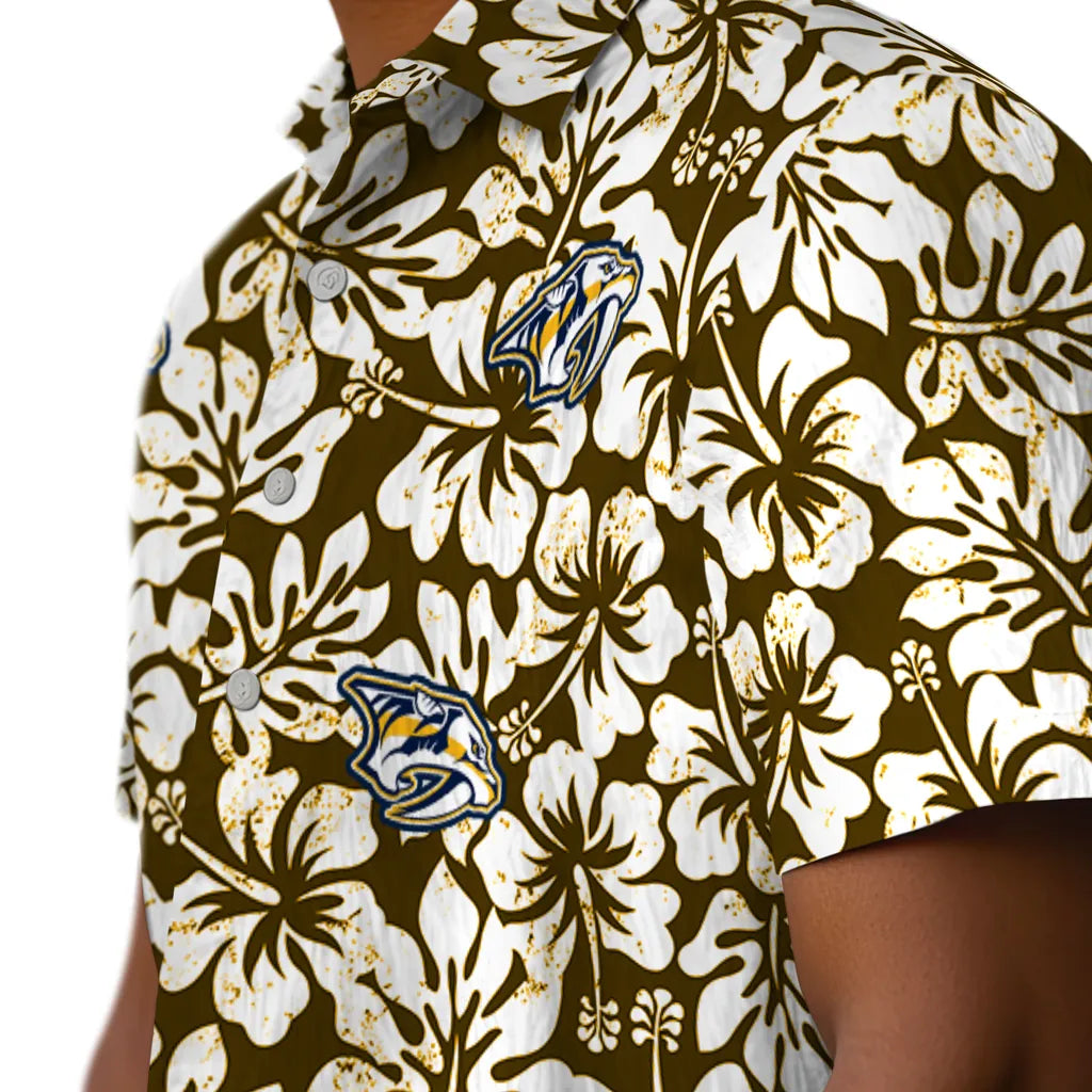 Nashville Predators Hawaiian Shirt - Hibiscus Motif | Hula Hawaiian Shirts