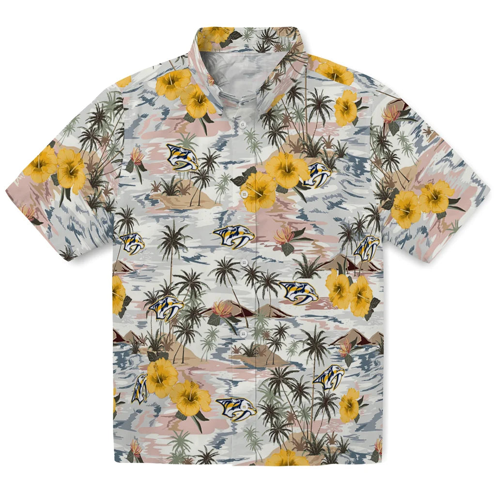 Nashville Predators Hawaiian Shirt - Hibiscus Seaside | Hula Hawaiian Shirts