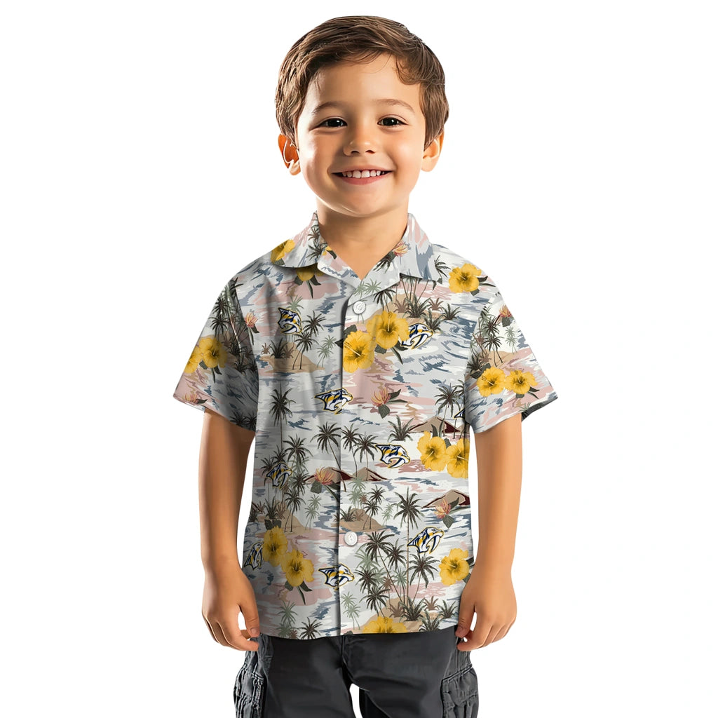 Nashville Predators Hawaiian Shirt - Hibiscus Seaside | Hula Hawaiian Shirts
