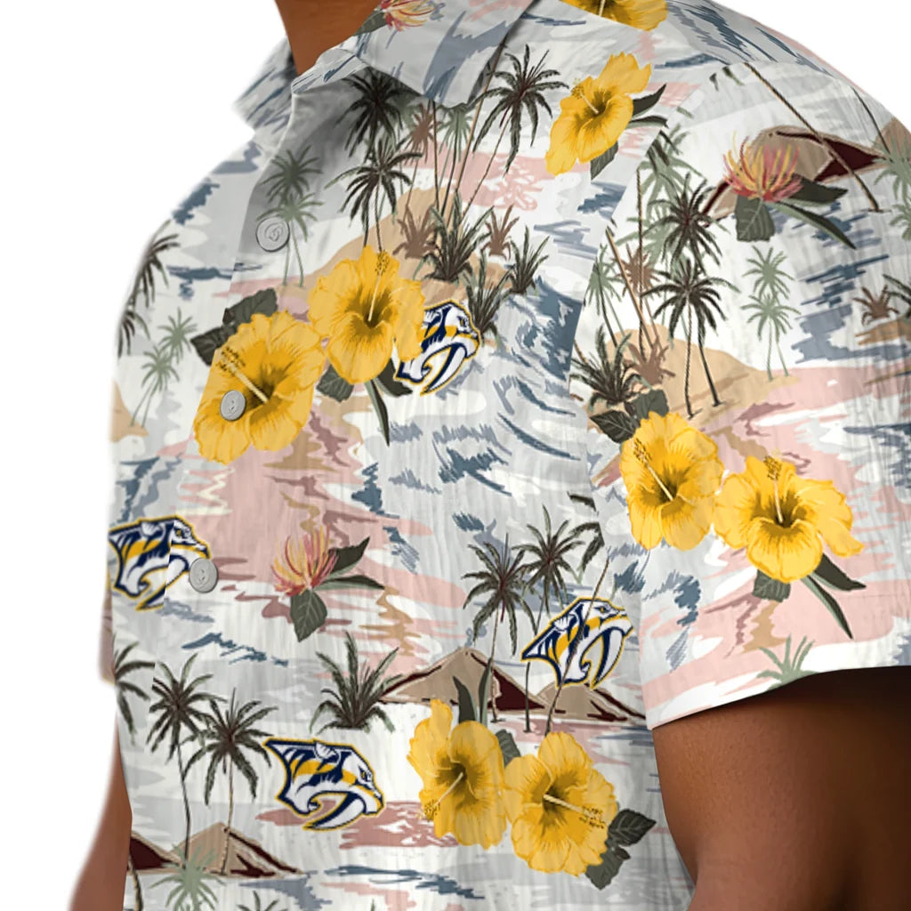 Nashville Predators Hawaiian Shirt - Hibiscus Seaside | Hula Hawaiian Shirts