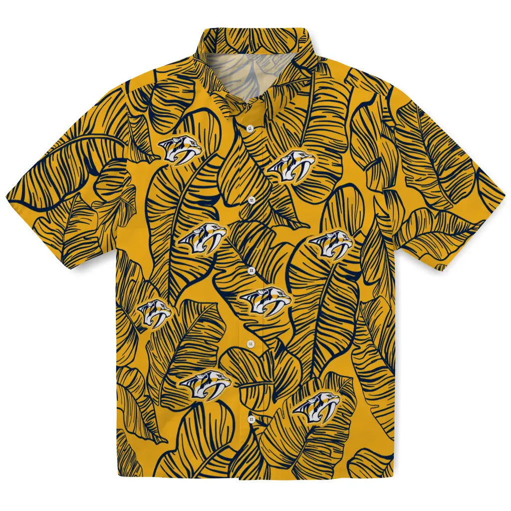 Nashville Predators Hawaiian Shirt - Leaf Outline | Hula Hawaiian Shirts