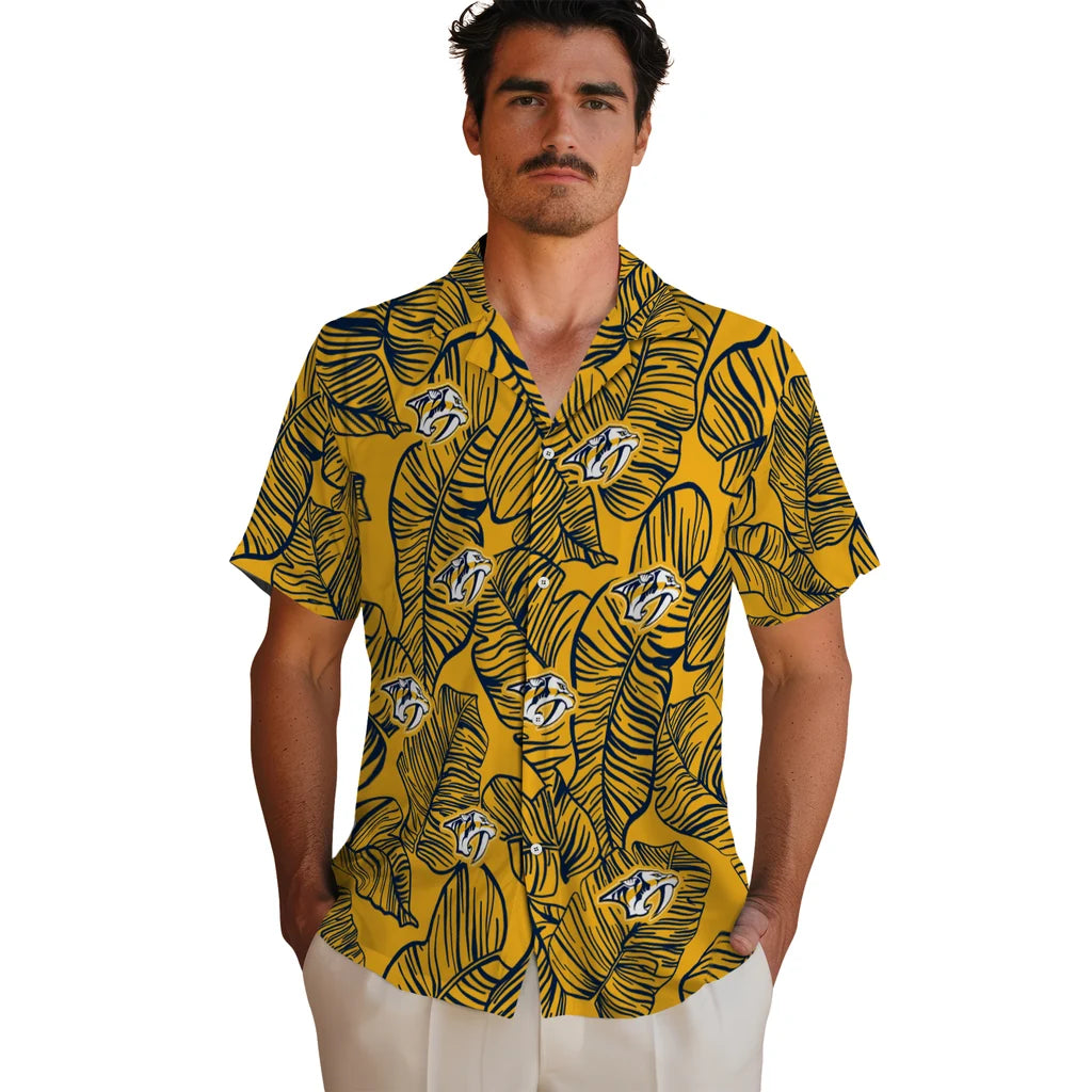 Nashville Predators Hawaiian Shirt - Leaf Outline | Hula Hawaiian Shirts