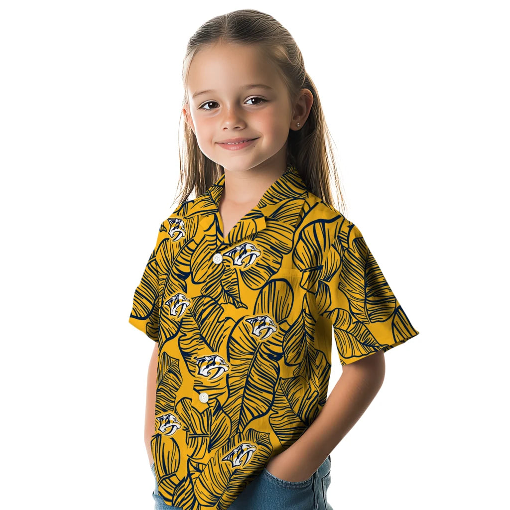 Nashville Predators Hawaiian Shirt - Leaf Outline | Hula Hawaiian Shirts