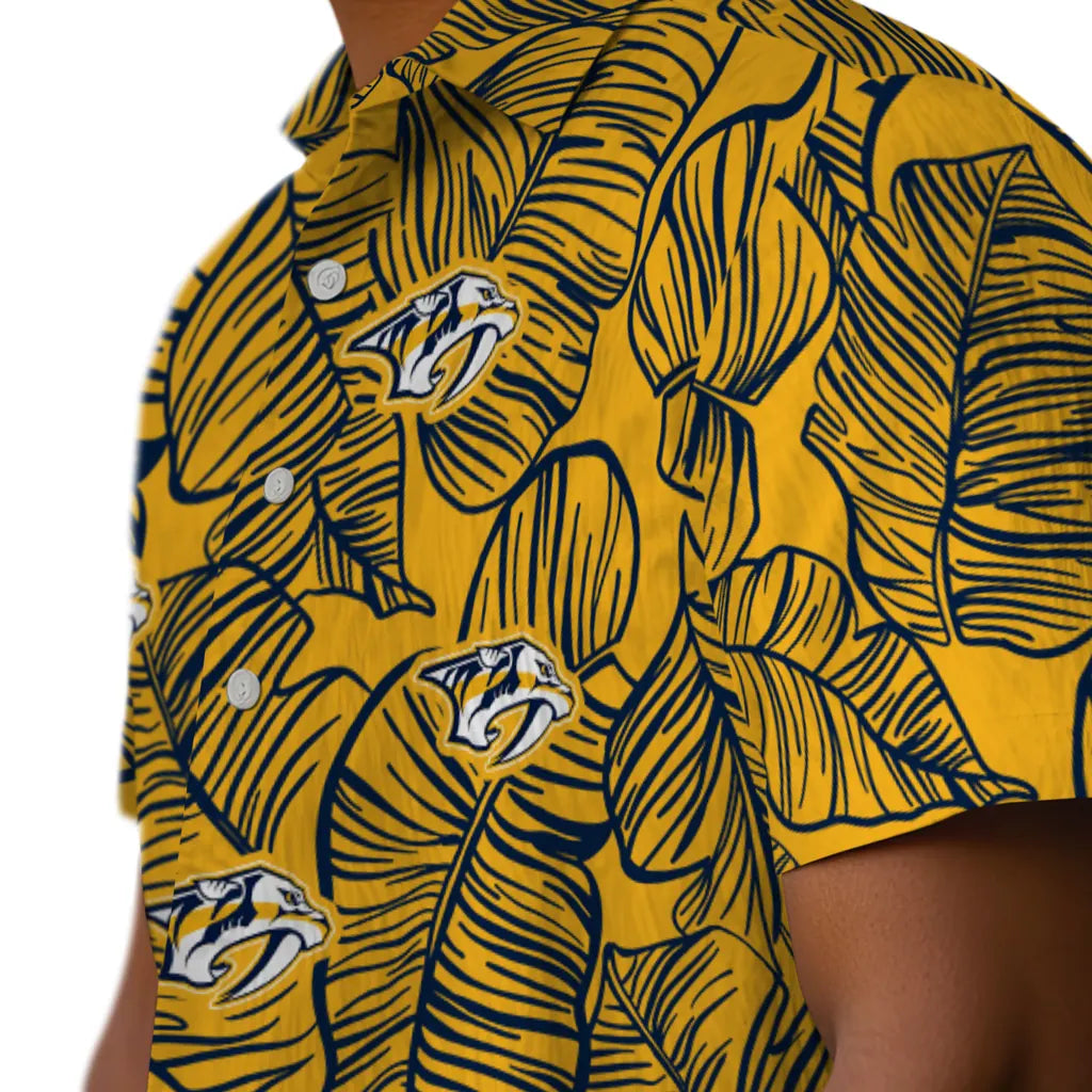 Nashville Predators Hawaiian Shirt - Leaf Outline | Hula Hawaiian Shirts