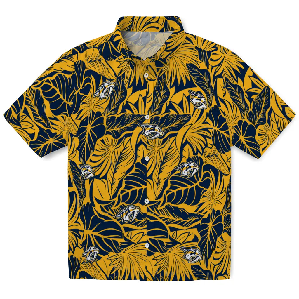 Nashville Predators Hawaiian Shirt - Monstera Layer | Hula Hawaiian Shirts