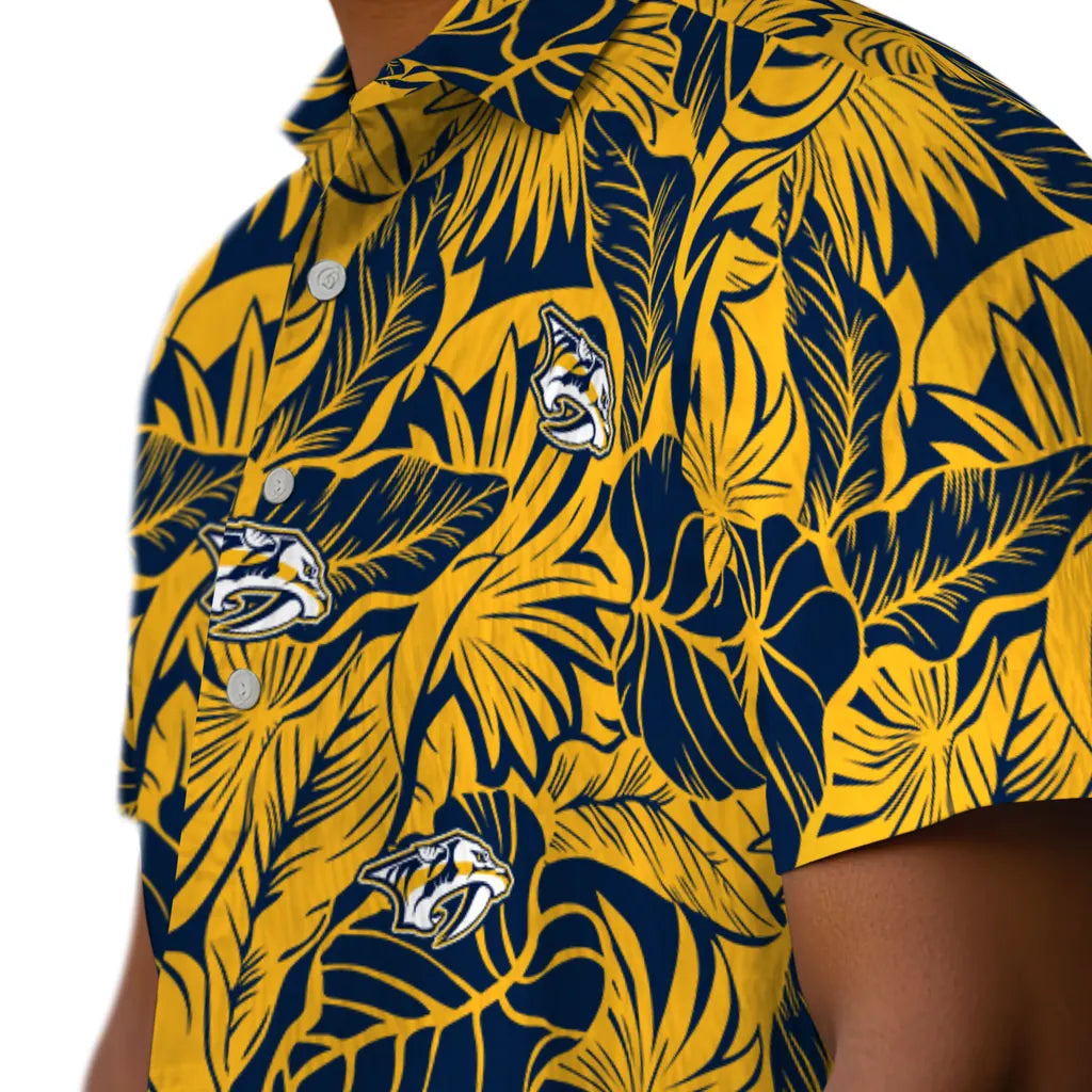 Nashville Predators Hawaiian Shirt - Monstera Layer | Hula Hawaiian Shirts