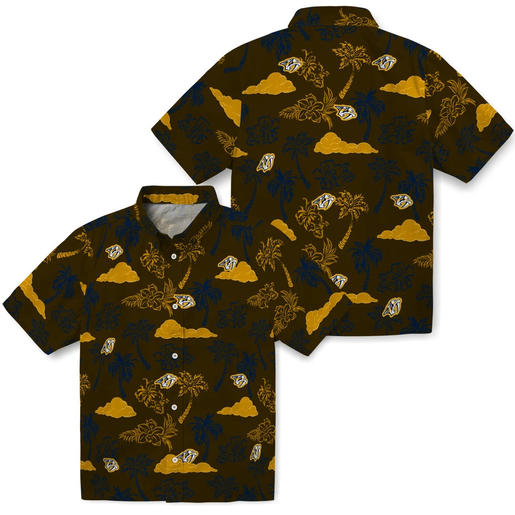 Nashville Predators Hawaiian Shirt - Palm And Clouds | Hula Hawaiian Shirts