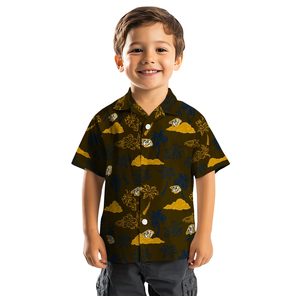 Nashville Predators Hawaiian Shirt - Palm And Clouds | Hula Hawaiian Shirts