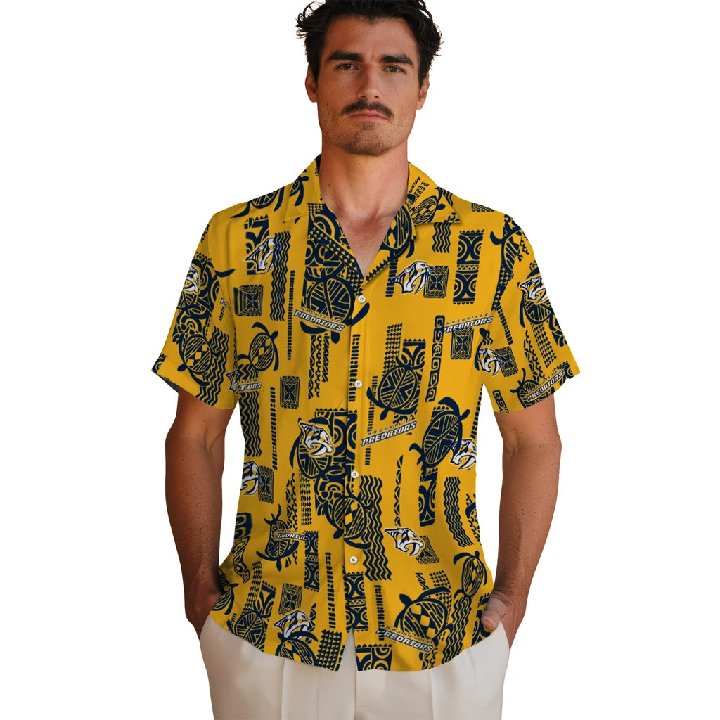 Nashville Predators Hawaiian Shirt - Turtle Lines | Hula Hawaiian Shirts