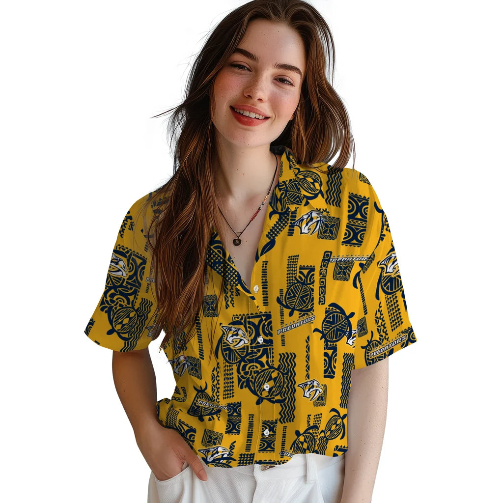 Nashville Predators Hawaiian Shirt - Turtle Lines | Hula Hawaiian Shirts