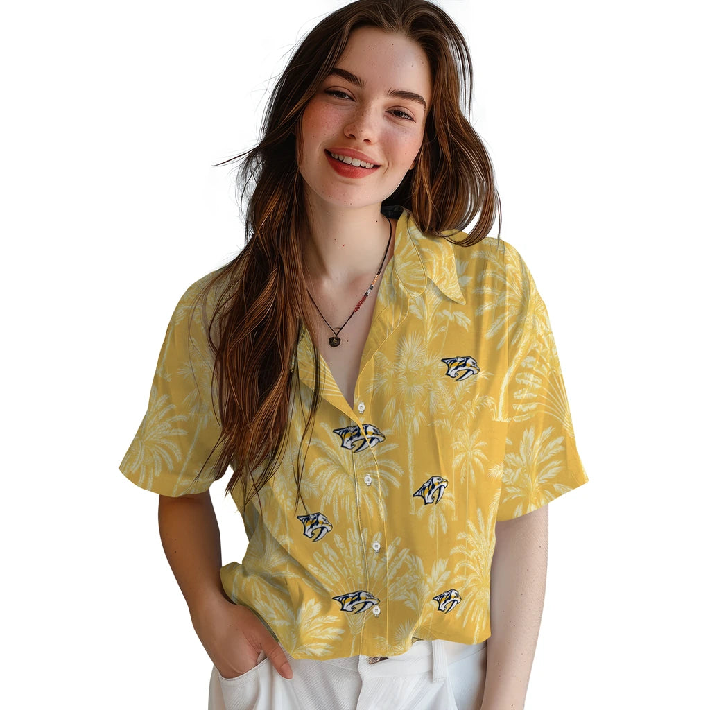 Nashville Predators Hawaiian Shirt - Vintage Palm Tree | Hula Hawaiian Shirts