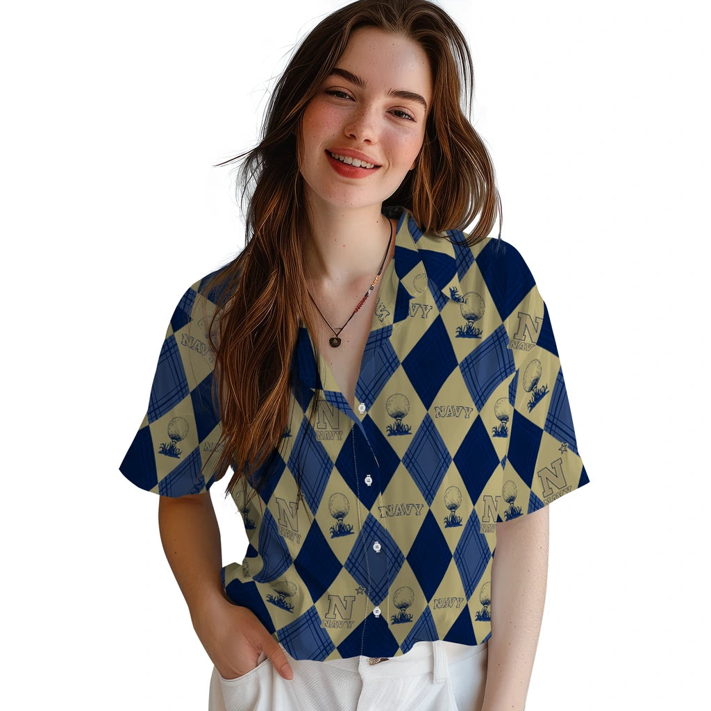 Navy Midshipmen Hawaiian Shirt - Golfing Plaid | Hula Hawaiian Shirts
