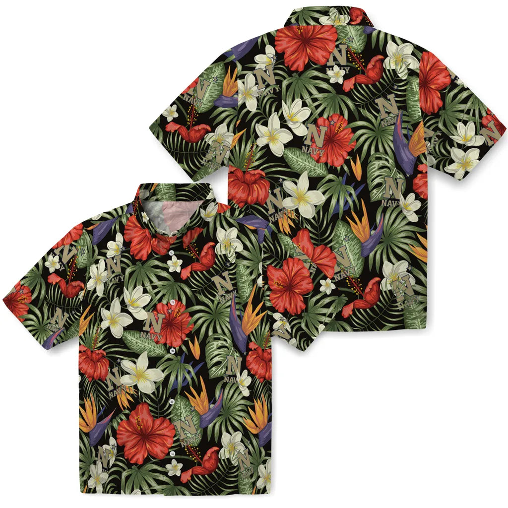 Navy Midshipmen Hawaiian Shirt - Hawaii Floral Hibiscus | Hula Hawaiian Shirts