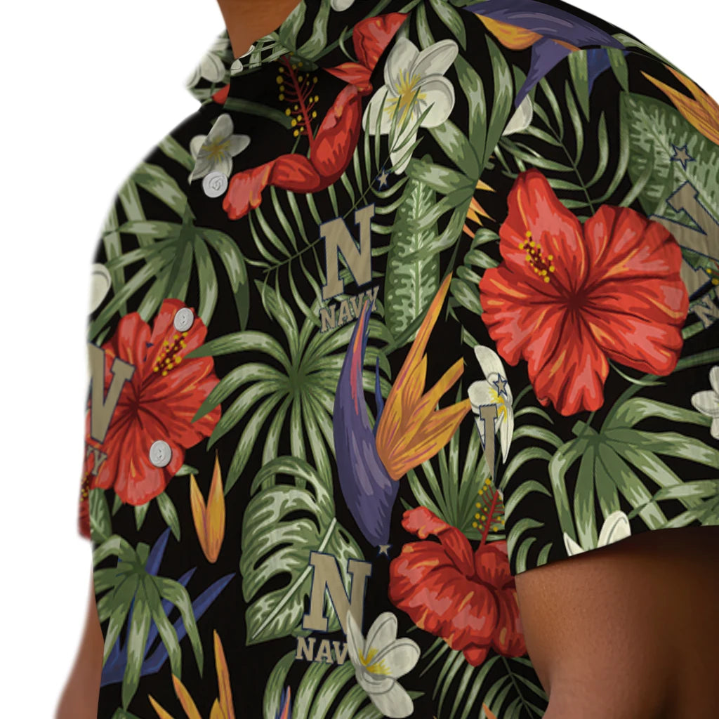 Navy Midshipmen Hawaiian Shirt - Hawaii Floral Hibiscus | Hula Hawaiian Shirts
