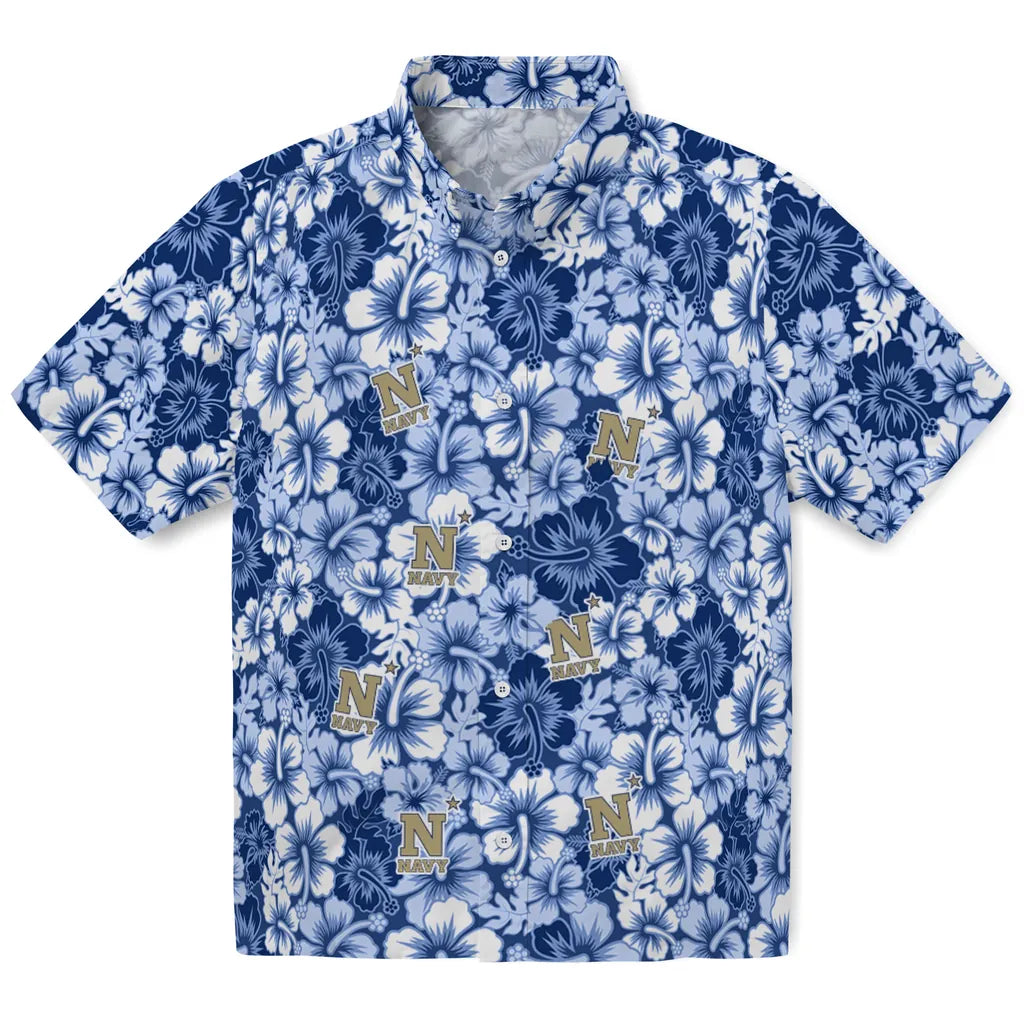 Navy Midshipmen Hawaiian Shirt - Hibiscus Blooms | Hula Hawaiian Shirts