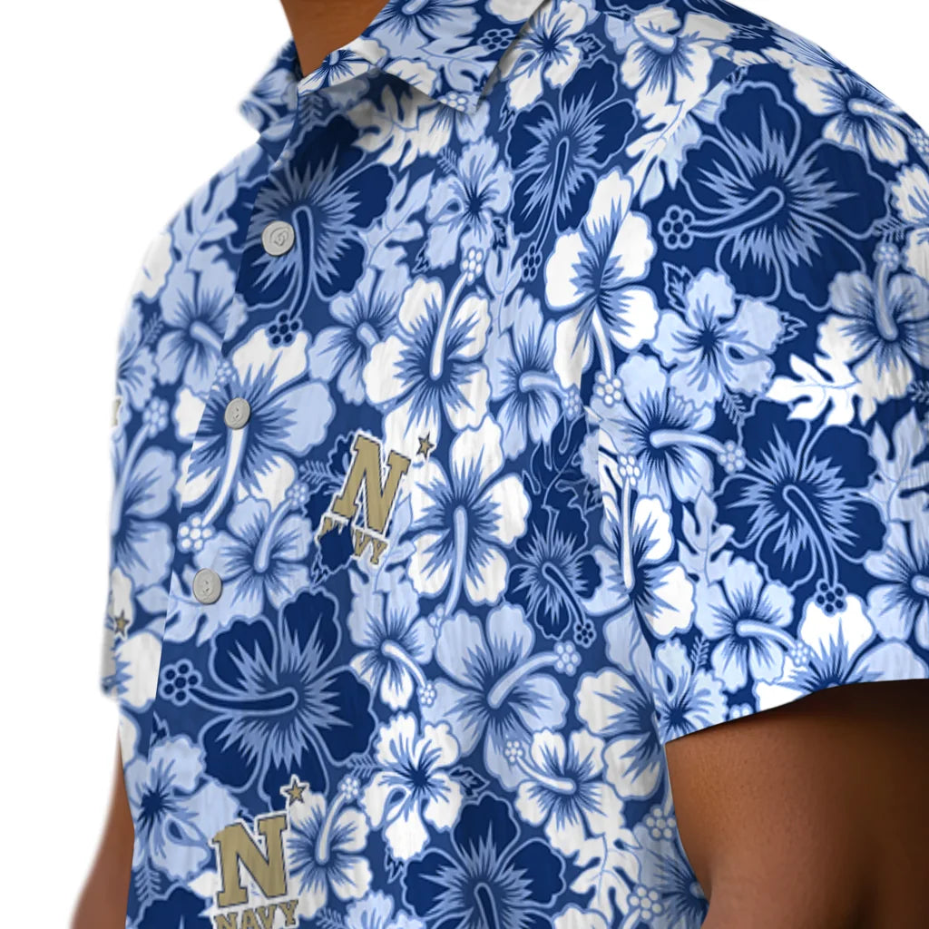 Navy Midshipmen Hawaiian Shirt - Hibiscus Blooms | Hula Hawaiian Shirts