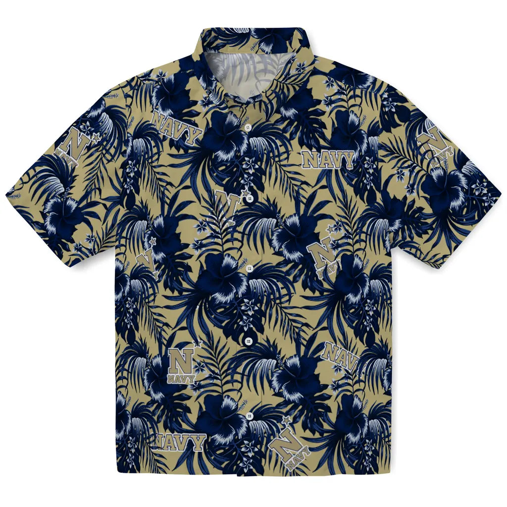 Navy Midshipmen Hawaiian Shirt - Hibiscus Exotic | Hula Hawaiian Shirts