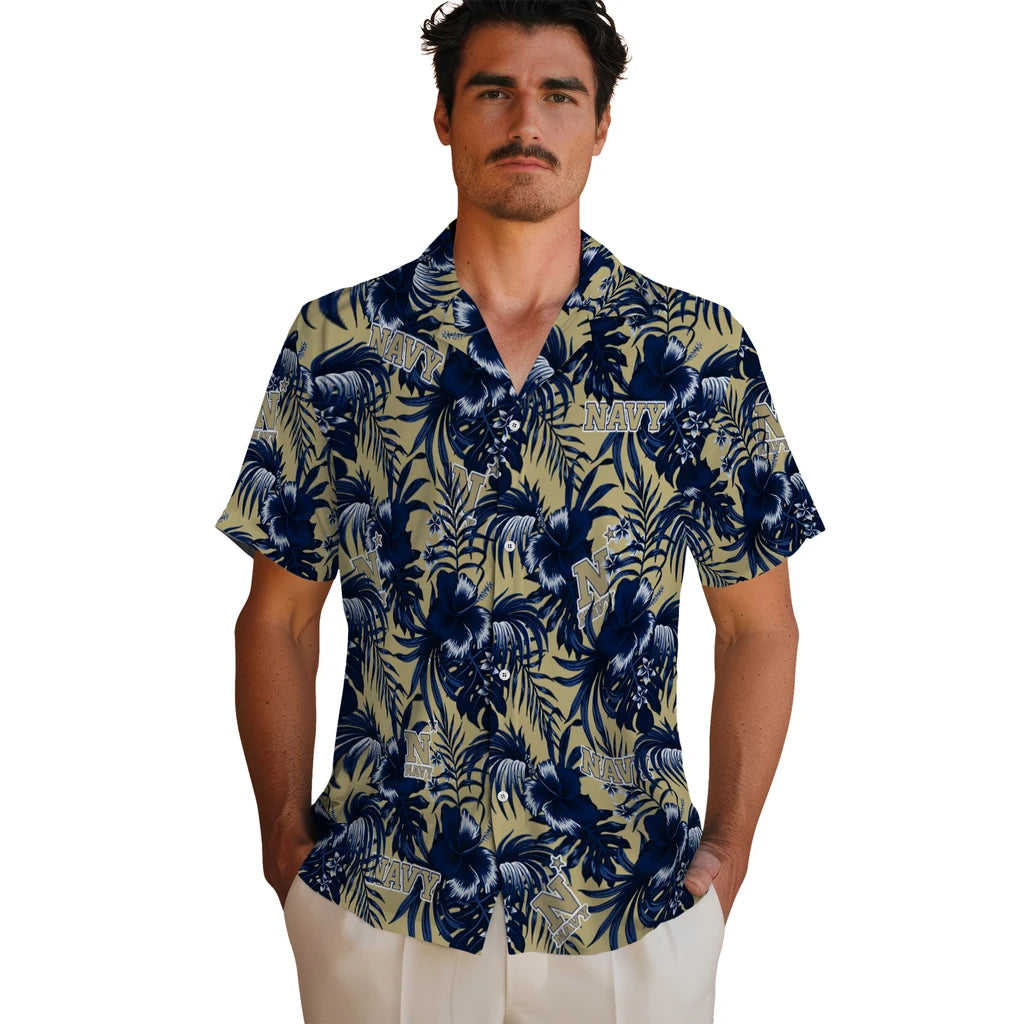 Navy Midshipmen Hawaiian Shirt - Hibiscus Exotic | Hula Hawaiian Shirts
