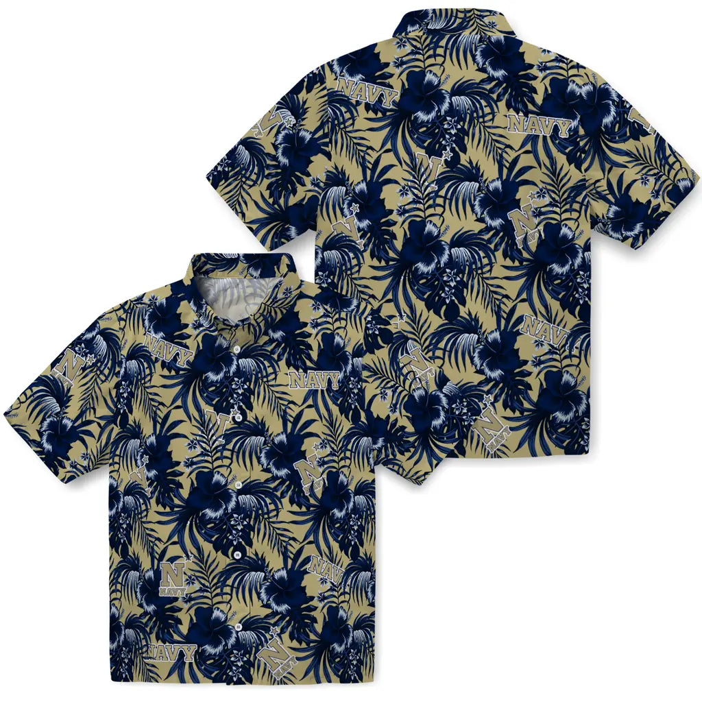 Navy Midshipmen Hawaiian Shirt - Hibiscus Exotic | Hula Hawaiian Shirts