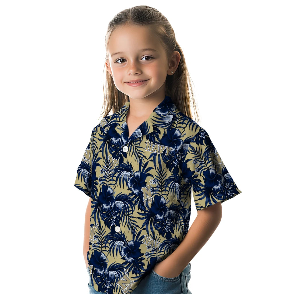 Navy Midshipmen Hawaiian Shirt - Hibiscus Exotic | Hula Hawaiian Shirts