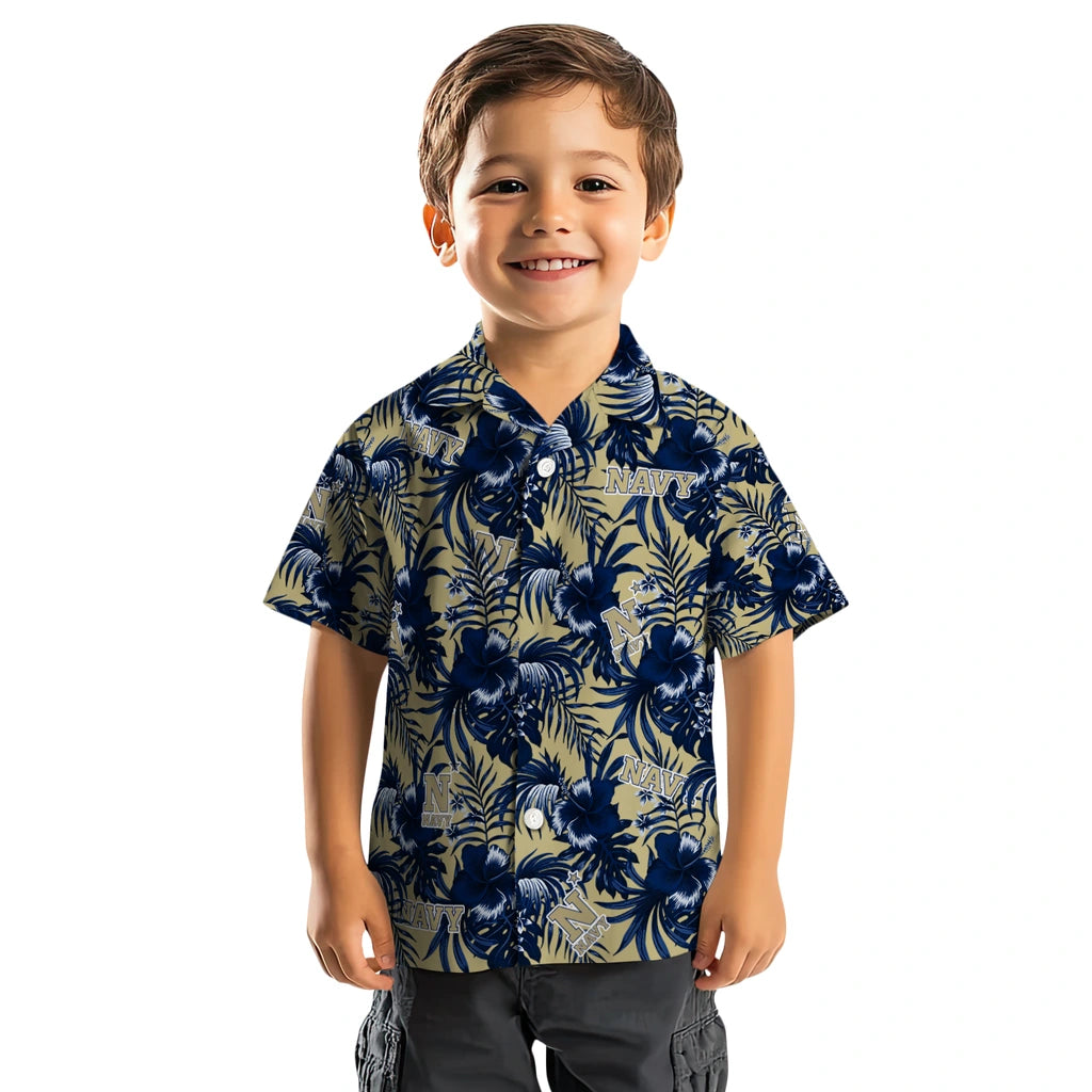 Navy Midshipmen Hawaiian Shirt - Hibiscus Exotic | Hula Hawaiian Shirts