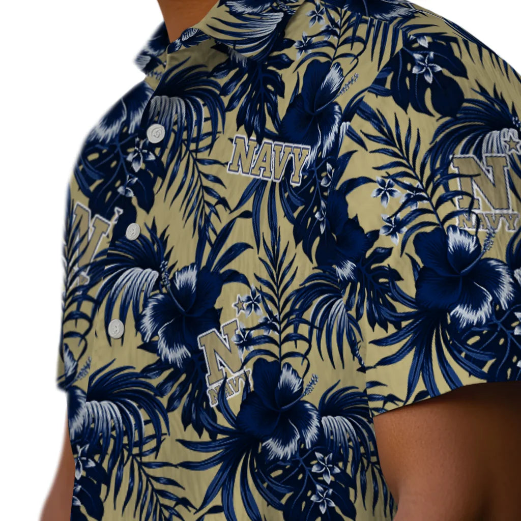Navy Midshipmen Hawaiian Shirt - Hibiscus Exotic | Hula Hawaiian Shirts