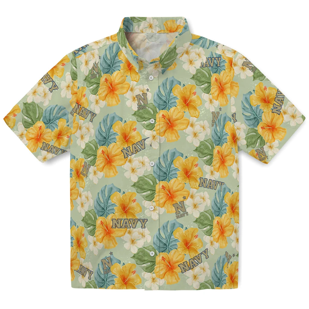Navy Midshipmen Hawaiian Shirt - Hibiscus Mood | Hula Hawaiian Shirts