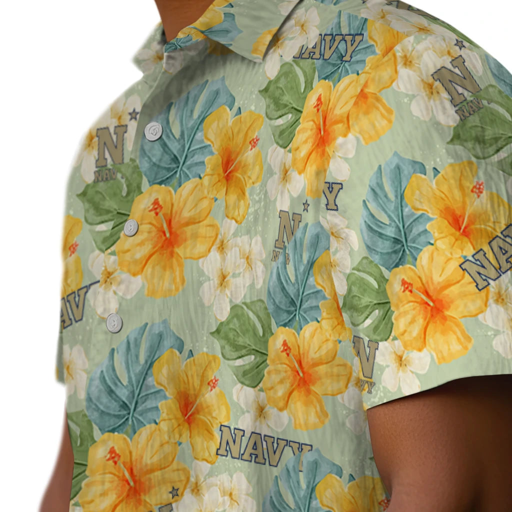 Navy Midshipmen Hawaiian Shirt - Hibiscus Mood | Hula Hawaiian Shirts