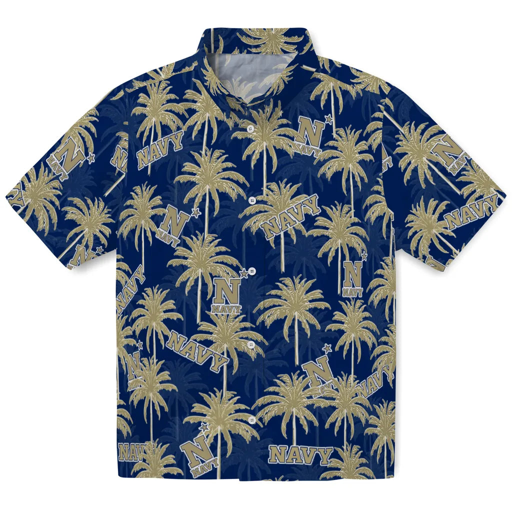 Navy Midshipmen Hawaiian Shirt - Palm Tree Motif | Hula Hawaiian Shirts