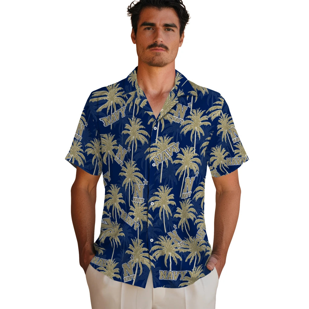 Navy Midshipmen Hawaiian Shirt - Palm Tree Motif | Hula Hawaiian Shirts