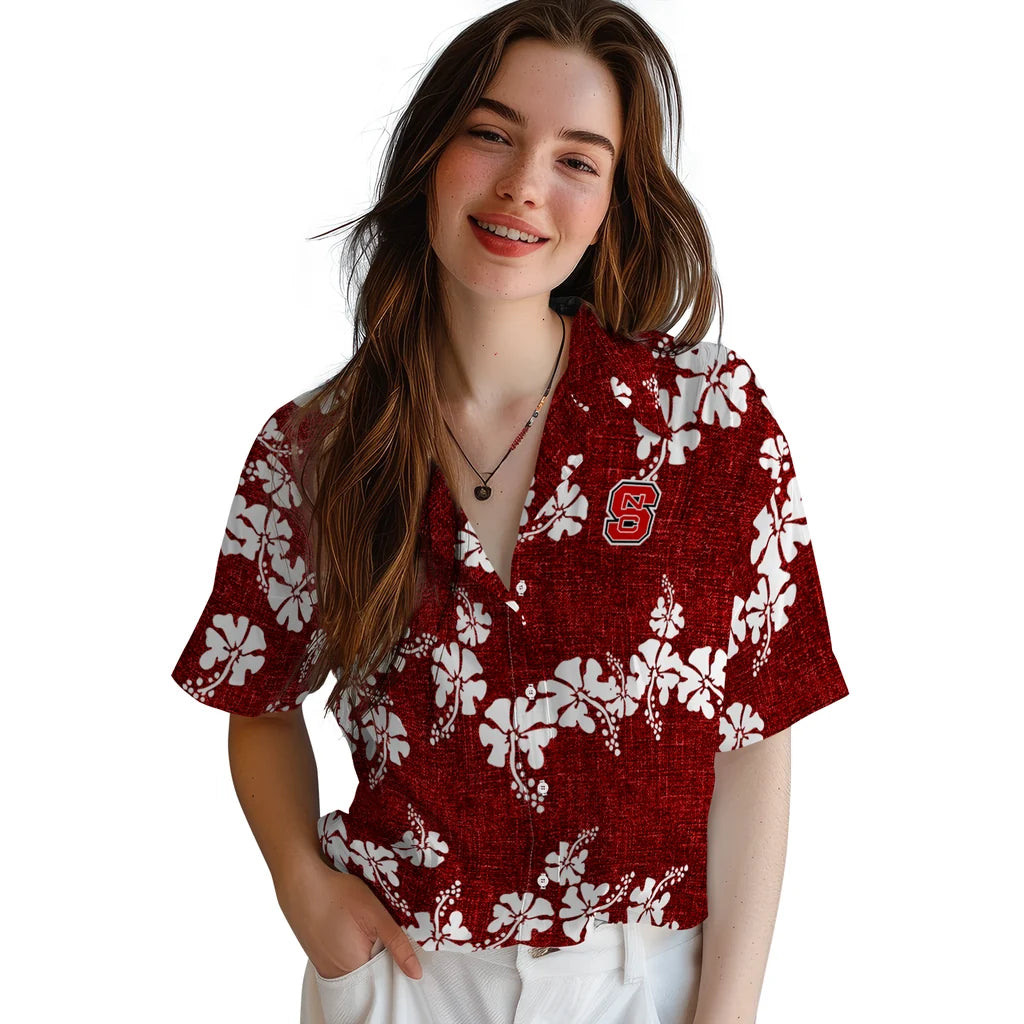 NC State Wolfpack Hawaiian Shirt - 50th State Flower | Hula Hawaiian Shirts