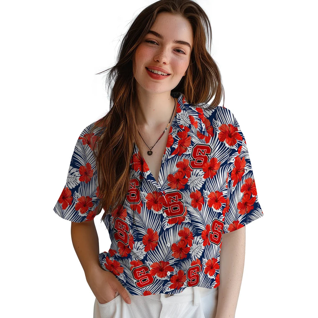 NC State Wolfpack Hawaiian Shirt - Hibiscus Fiesta | Hula Hawaiian Shirts