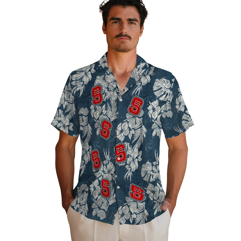NC State Wolfpack Hawaiian Shirt - Hibiscus Flowers | Hula Hawaiian Shirts