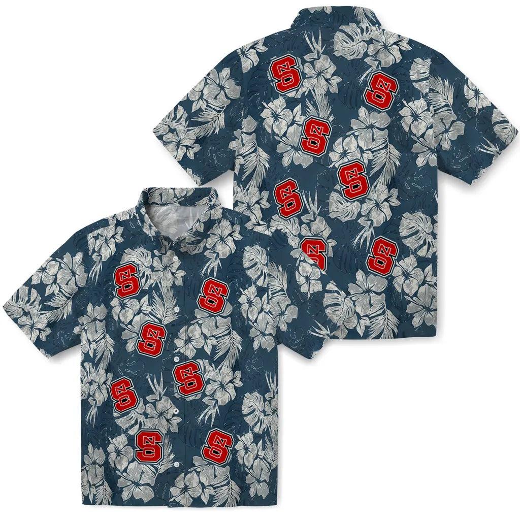 NC State Wolfpack Hawaiian Shirt - Hibiscus Flowers | Hula Hawaiian Shirts